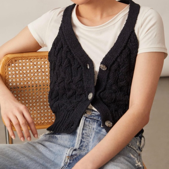 NWTS ANTHROPOLOGIE CABLE KNIT VEST (L) - Picture 5 of 17